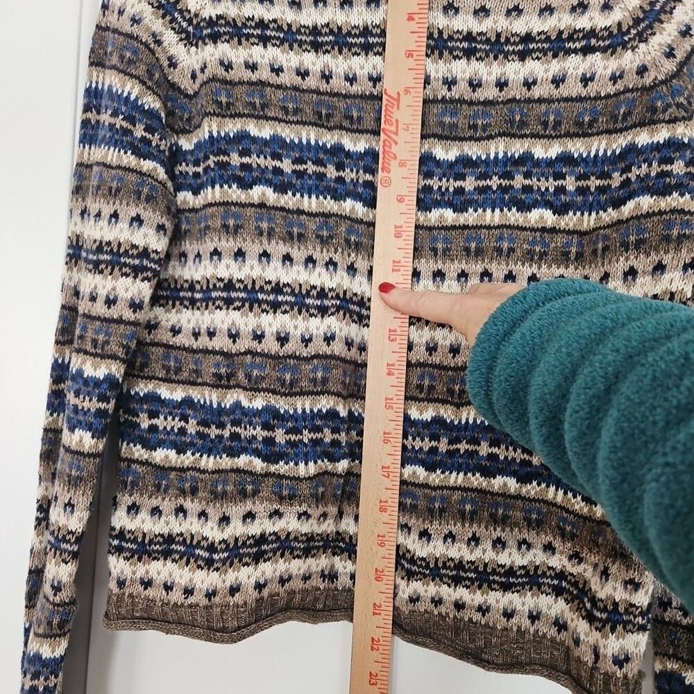 VTG Marsh Landing Sweater Medium Geometric Fair Isle Nordic Cotton Ramie GUC - Picture 5 of 10